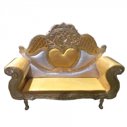 White & Golden Color - Regular - Couches - Sofa - Wedding Sofa - Maharaja Sofa - Wedding Couches - Made Of Wooden & Metal.