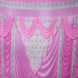 10 FT X 15 FT - Mandap Stage Parda - Brite Lycra - Heavy Embroidery - Wall Parda - Pink & White Color