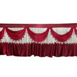 Height - 3 FT - Breadth - 10 FT - Table Cover Frill - Made Of Premium Lycra Quality - White Color & Mehroon Color