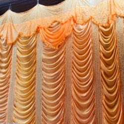 10 FT X 15 FT - Designer Curtain - Parda - Stage Parda - Wedding Curtain - Mandap Parda - Back Ground Curtain - Side Curtain - Made Brite Lycra - Orange Color