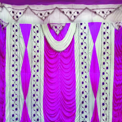 10 Ft X 20 Ft - Designer Curtain - Parda - Stage Parda - Wedding Curtain - Mandap Parda - Background Curtain - Side Curtain - Made Of Bright Lycra - Multi Color - Maharani Pink + White - Festoon