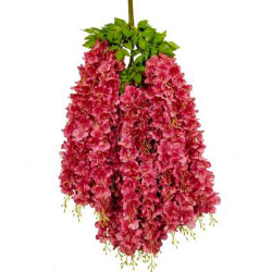 Height - 42 Inch - Hydrengea Wisteriya - Latkan - Flower Decoration - Artificial Latkan - Plastic Latkan - AF 1032 - 750 - Cherry Color - 1 Packet ( 12 Pieces )IN