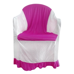Chandni Lycra Cloth Chair Cover - With Handle - For Plastic Chair - With Arms - Maharani Pink & White Color