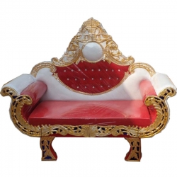 White & Brown Color - Regular - Couches - Sofa - Wedding Sofa - Maharaja Sofa - Wedding Couches - Made Of Wooden & Metal