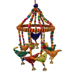 Bird Door Hanging - 18 Inch - Made of Fabric & Wood