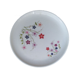13 Inch - Dinner Plates With Printed Design - Made Of Food Grade Virgin Plastic Unbreakable - White Color
