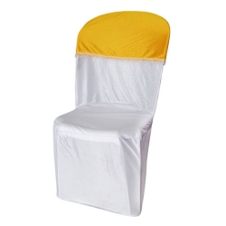 Lycra Cloth Chair Cover with Lycra Cap - Without Handle - For Plastic Chair - Armless - Yellow & White Color