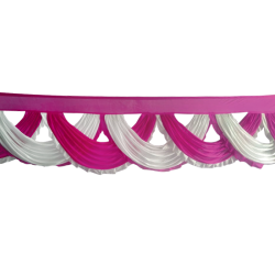 15 FT - Designer Zalar - Scallop Zalar - Chain Scallop Zalar - Kantha - Jhalar - Made of Lycra - Maharani Pink & White Colour