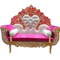 Pink & Silver Color - Regular - Couches - Sofa - Wedding Sofa - Maharaja Sofa - Wedding Couches - Made Of Wooden & Metal