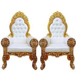 White Color - Heavy Premium Metal Jaipur Mandap Chair - Wedding Chair - Varmala Chair - Made Of High Quality Metal & Wooden