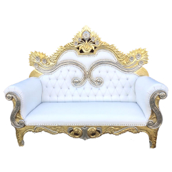 Udaipuri  Wedding Sofa & Couches - Made Of Wooden & Brass - White & Golden Color.