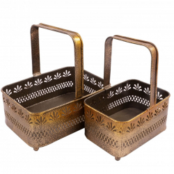11 Inch & 9 Inch - Fruit Basket - Fancy Decorative Basket - Made of Iron - (Set of 2)