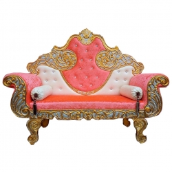 Orange & White Color - Regular - Couches - Sofa - Wedding Sofa - Maharaja Sofa - Wedding Couches - Made of Wooden & Metal