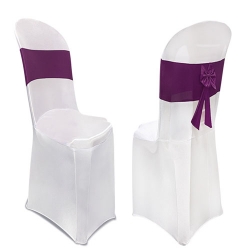 Lycra Cloth Chair Cover Without Handle - For Plastic Chair - Armless - White With Wine Purpule Color