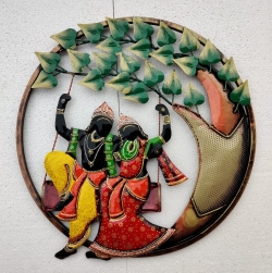 Radha Krishna Wall Frame - 21 Inch  - Made of Iron