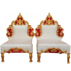 Heavy Metal Premium Jaipuri Chair - Vidhi Mandap Chair - Chair Set - Made Of Metal & Wooden - 1 Pair ( 2 Chair )
