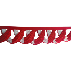 15 FT - Designer Zalar - Scallop Zalar - Chain Scallop Zalar - Kantha - Jhalar - Made of Lycra - Red & White Colour