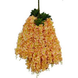 Height - 42 Inch - Hydrengea Wisteriya - Latkan - Flower Decoration - Artificial Latkan - Plastic Latkan - AF 1032 - 682 - Light Yellow Color - 1 Packet ( 12 Pieces )