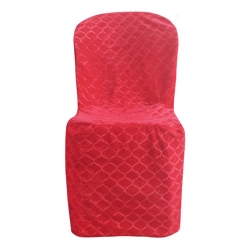 Emboss Velvet Cloth Chair Cover - Without Handle - For Plastic Chair - Armless - Gajar & Carrot Red Color