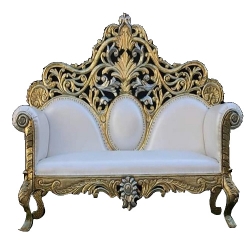 Udaipuri  Wedding Sofa & Couches - Made Of Wooden & Brass - White & Golden Color