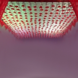 Mandap Ceiling - 10 FT X 30 FT - Made of Satin Fabric Ribbon with Flower & 10 KG Taiwan Cloth