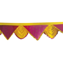 18 FT - Designer Jhalar - Scallop Jhalar - Kantha - Jhalar - Made Of Lycra - Yellow & Maharani Pink Print Color
