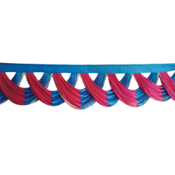 15 FT - Designer Zalar - Scallop Zalar - Chain Scallop Zalar - Kantha - Jhalar - Made of Lycra - Rani Pink & Firozi Blue Colour