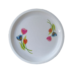 Printed Dinner Plates -13 Inch -  Made Of Food Grade Virgin Plastic Unbreakable - White Color