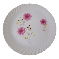 13 Inch - Printed Round - Dinner Plates - Made Of Food-Grade Virgin Plastic Material - Round Shape - White Printed Color