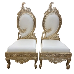 Vidhi-Mandap Chair -1 Pair (2 Chairs) - Made of Wood & Brass Coating