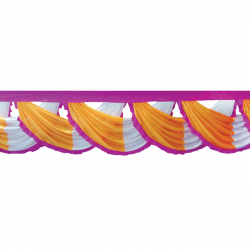 24 FT - Designer Zalar - Scallop Zalar - Chain Scallop Zalar - Kantha - Jhalar - Made Of Lycra - Mango Gold & White & Maharani Pink Colour
