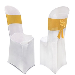 Lycra Cloth Chair Cover Without Handle - For Plastic Chair - White With Golden & Yellow Color