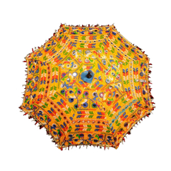 24Inch - Rajasthani Umbrella Handicraft Walking Stick Umbrella - Multi Color