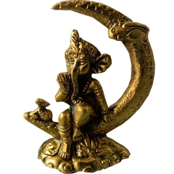 3 Inch - Half Moon Sitting Ganesha ji - Idol Statue -  Made Of Metal