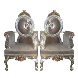 Gray Color - Heavy Metal Premium Jaipur Varmala Chair - Wedding Chair - Made of High Quality Metal & Wooden - 1 Pair ( 2 Chair )