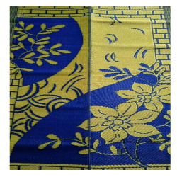 4 FT X 6 FT - Chatai Plastic Floor Mat - Made of PVC Plastic - Blue & Golden