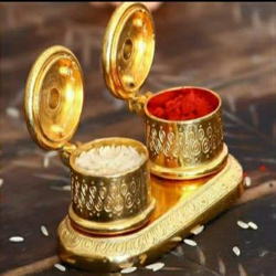 4 Inch - Handicraft Hukum Mere Aaka Metal Kumkum Box Sindoor Dabbi Chopda Decorative Showpiece