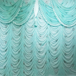 11 FT X 15 FT - Designer Curtain - Parda - Stage Parda - Wedding Curtain - Mandap Parda - Back Ground Curtain - Side Curtain - Made Of 24 Gauge Brite Lycra - Light Sky Color