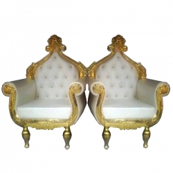 Wedding Chair - 1 Pair ( 2 Chairs ) - Made of Wood With Brass Coating
