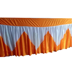 Height - 2.5 FT - Breadth - 18 FT - Table Cover Frill - Made Of Premium Lycra Quality - Orange Color & White Color