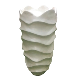 4 FT - Artificial Fancy Fiber Glass Flower Pot - Fiber Kundi - White Color