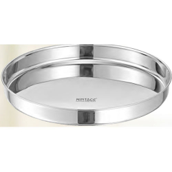 12 Inch - Plain - Mirror Finish - Beeded Khomcha Thali - Made Of Stainless Steel - Set Of 6