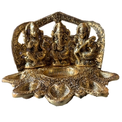 Laxmi Ganesh Saraswati Murti -3 Inch X 9 Inch - Made Of Metal