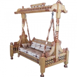 2 In 1 - Heavy Wooden Swing - Sankheda Jhula - Palna  Multi Color