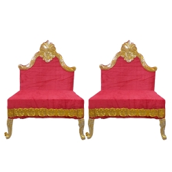 Vidhi Mandap Chair 1 Pair (2 Chairs)  - Made of Wood Metal