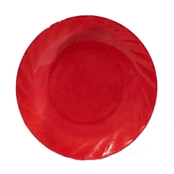 6.5 Inch - Chat Plate - Made Of Food-Grade Regular Plastic Material - Leher Round Shape - Red Color