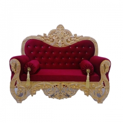 Red & Golden Color - Regular - Couches - Sofa - Wedding Sofa - Maharaja Sofa - Wedding Couches - Made Of Wooden & Metal.
