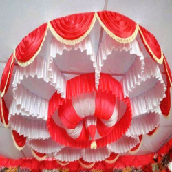 15 ft x 15 ft - Designer Mandap Ceiling Cloth -Shamiyana Ceiling - Taiwan Top - 26 Gauge Bright Lycra Cloth - Red + White