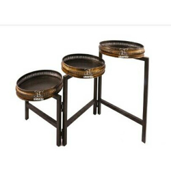 20 Inch X 16 Inch X 12 Inch - Fancy Stand - Center Table Stand - Brown Color (Set Of 3)