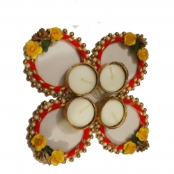Bangle Flower Diya - 2.5 Inch - Set of 4 - Made of Iron